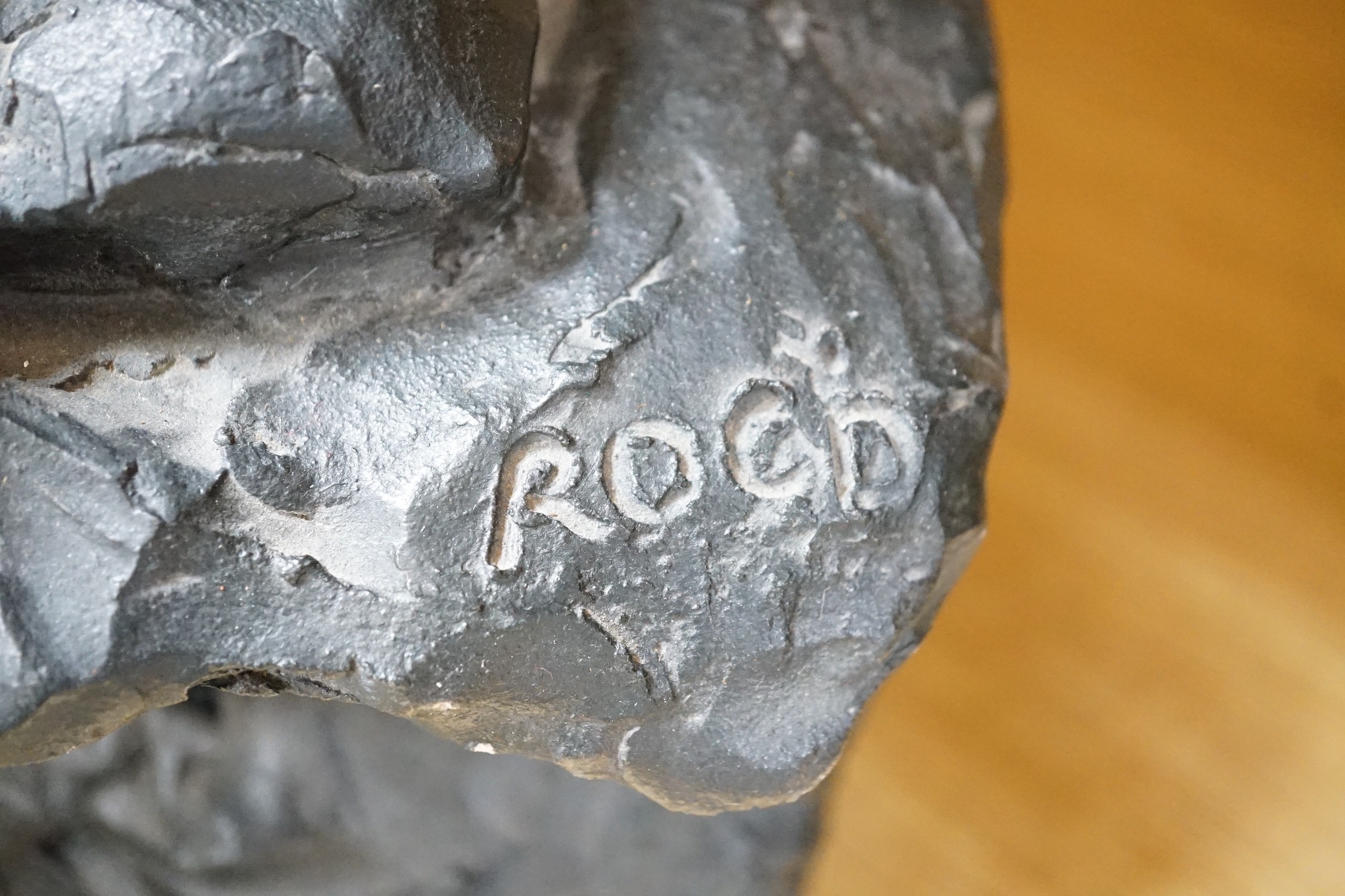 A plaster figural reclining nude signed ‘Roch’ and eight stone mounts